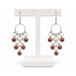 Paparazzi When Life Gives You Pearls Chandelier Earrings Bronze Silver 3in